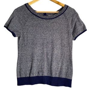 Anthropologie Navy & Heather Gray Short-Sleeve Crewneck Sweater
